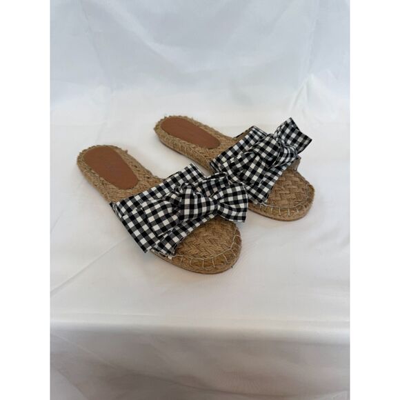 Mudo Collection Black and White Gingham Slide Sandals Size 39 / US 8 - Picture 1 of 8